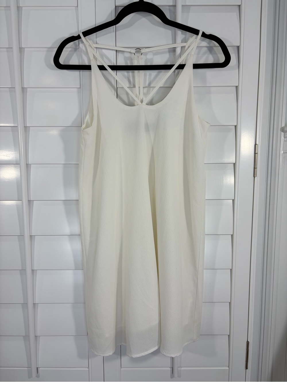 Francesca's Blue Rain White Double-Strap Mini Slip Dress (XS)